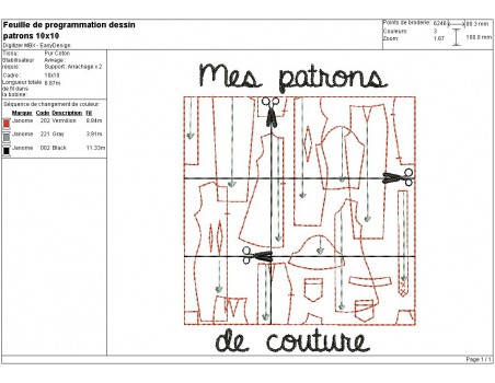 Motif de broderie machine patrons de couture