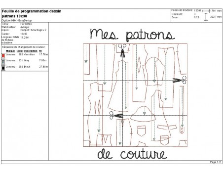 Motif de broderie machine patrons de couture