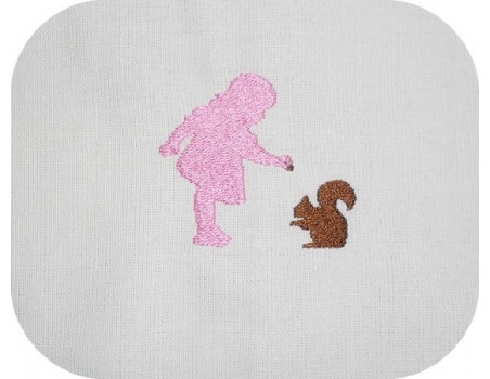 Instant download machine embroidery design girl with a squirrel