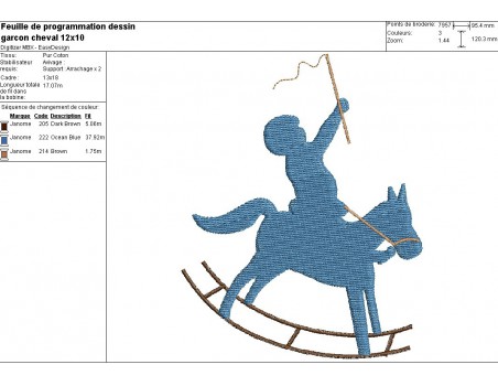 Instant download machine embroidery design boy on a rocking horse