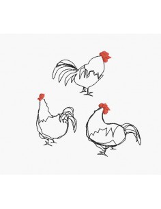 Motif de broderie machine basse cour