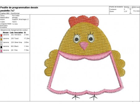 Instant download machine embroidery design pullet