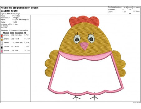 Instant download machine embroidery design pullet