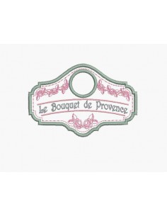 Motif de broderie machine étiquette bouquet de Provence
