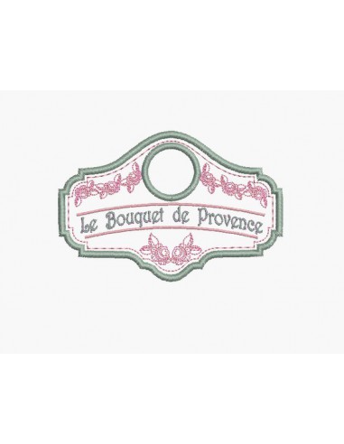 Motif de broderie machine étiquette bouquet de Provence