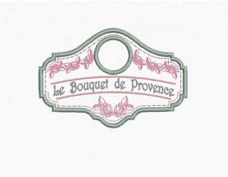 Motif de broderie machine étiquette bouquet de Provence