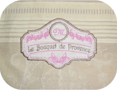 Motif de broderie machine étiquette bouquet de Provence