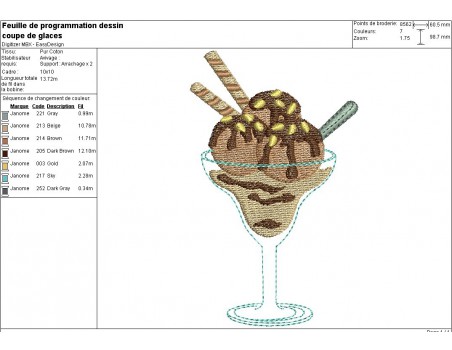 Instant download machine embroidery design sundae