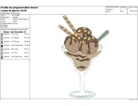 Instant download machine embroidery design sundae