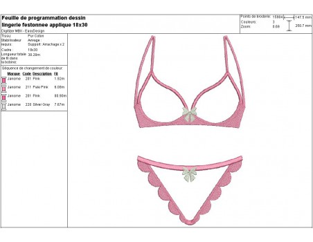 Instant download machine embroidery design scalloped Lingerie applique