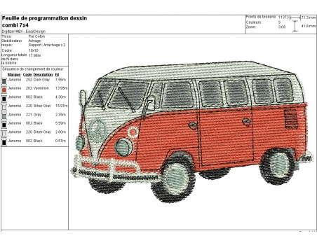 Instant download machine embroidery  design combi retro car