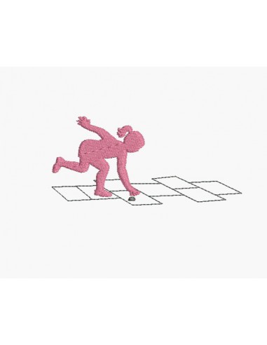 Instant download machine embroidery design girl playing hopscotch