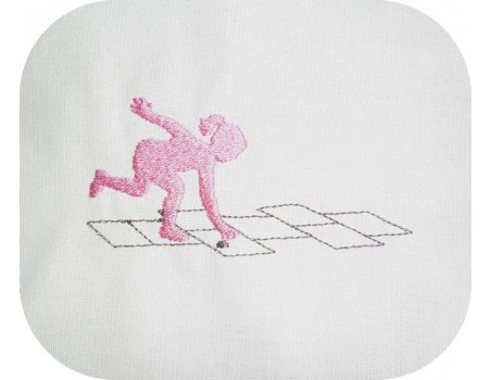 Instant download machine embroidery design girl playing hopscotch