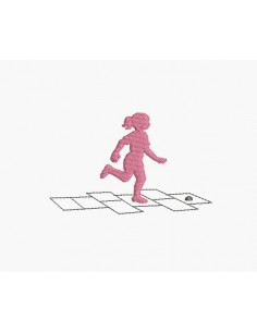Instant download machine embroidery design girl playing hopscotch