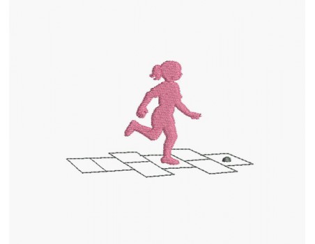 Instant download machine embroidery design girl playing hopscotch