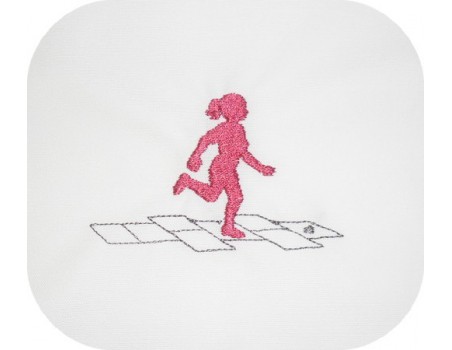 Instant download machine embroidery design girl playing hopscotch