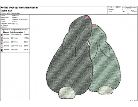 Motif de broderie machine lapins