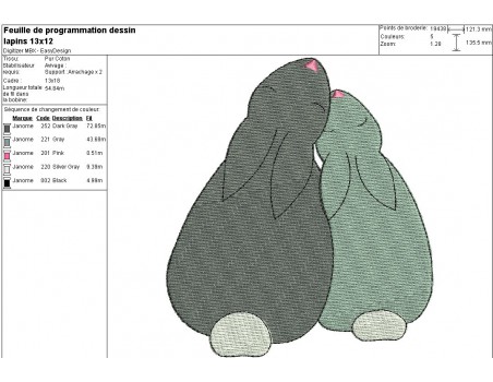 Motif de broderie machine lapins