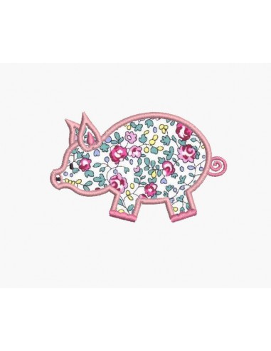 Motif de broderie machine cochon appliqué