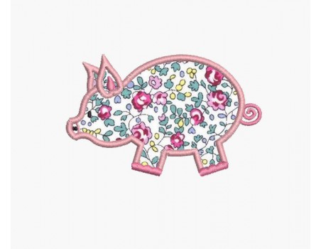 Motif de broderie machine cochon appliqué