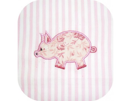 Motif de broderie machine cochon appliqué