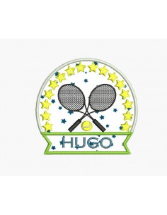 Instant download machine embroidery design tennis badge