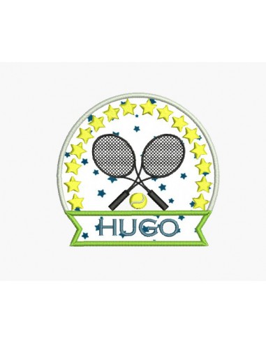 Instant download machine embroidery design tennis badge