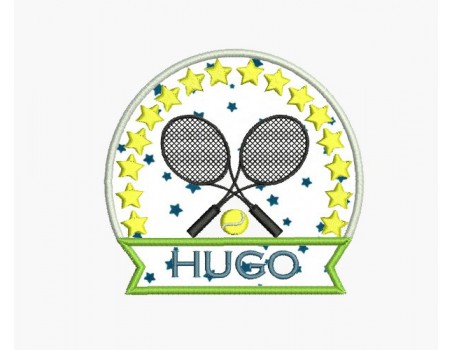 Instant download machine embroidery design tennis badge