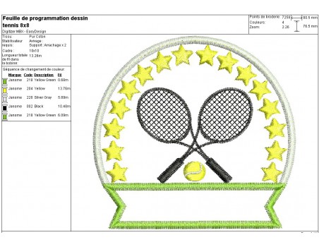 Instant download machine embroidery design tennis badge