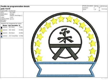 Instant download machine embroidery design judo badge
