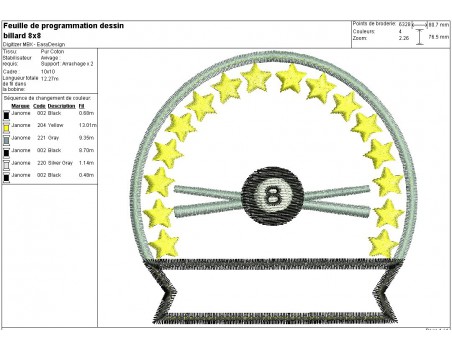 Motif de broderie machine billard