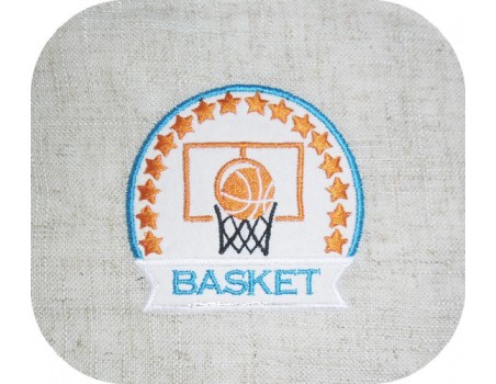 Instant download machine embroidery design basketball badge