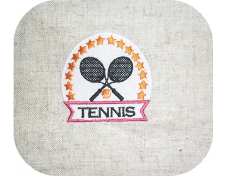 Instant download machine embroidery design tennis badge