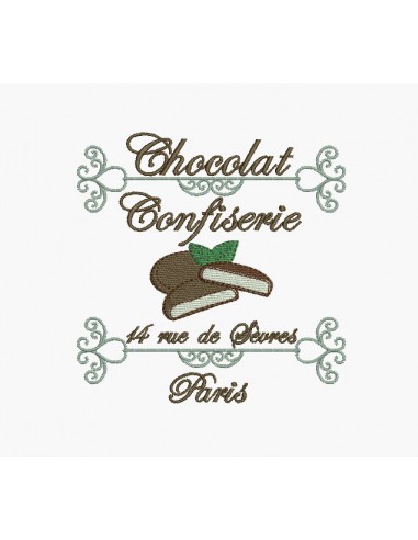 Motif de broderie machine chocolat confiserie