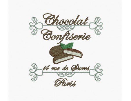 Motif de broderie machine chocolat confiserie