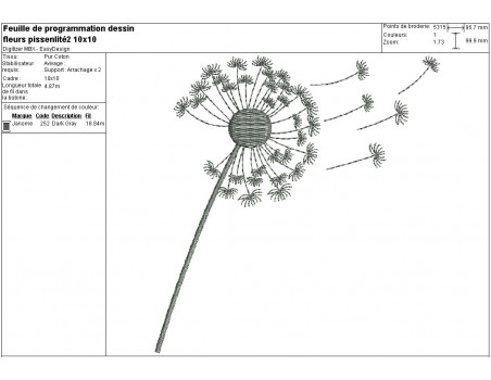 Instant download machine embroidery design dandelion