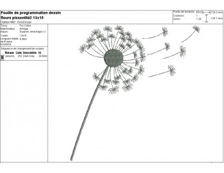 Instant download machine embroidery design dandelion