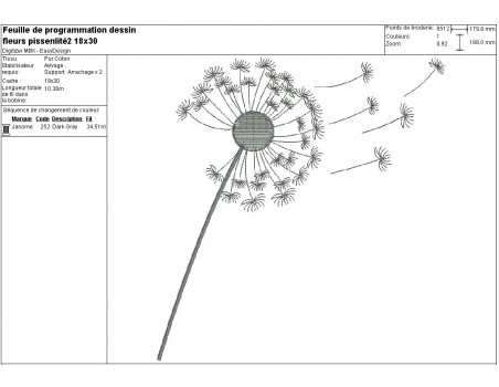 Instant download machine embroidery design dandelion