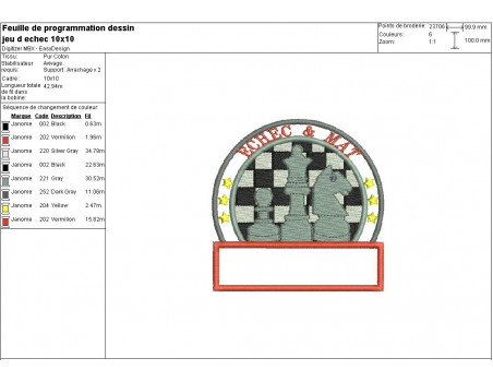 Instant download machine embroidery design chess game