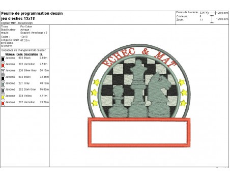 Instant download machine embroidery design chess game