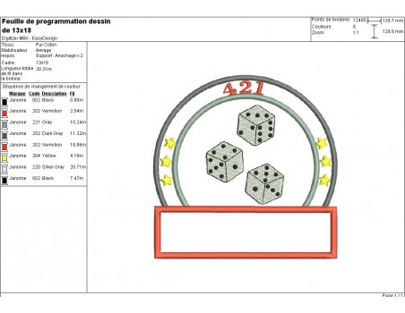 Instant download machine embroidery design I of dice