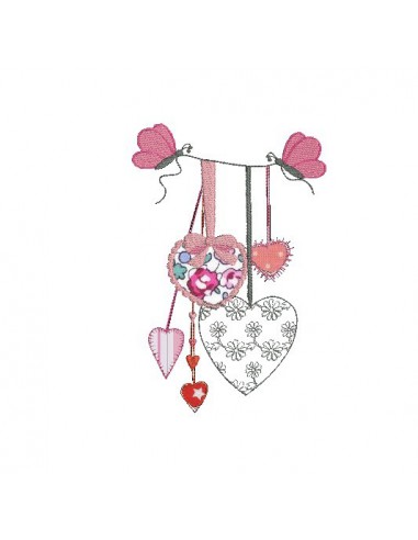 Instant download machine embroidery hearts butterfly