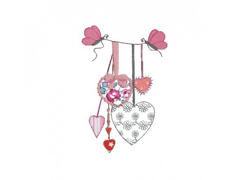 Instant download machine embroidery hearts butterfly