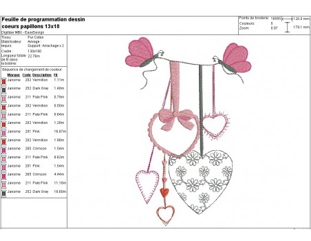 Instant download machine embroidery hearts butterfly