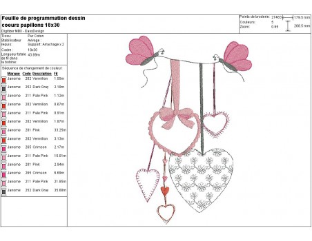 Instant download machine embroidery hearts butterfly