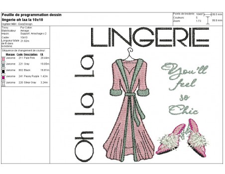 Instant download machine embroidery design oh la la Lingerie