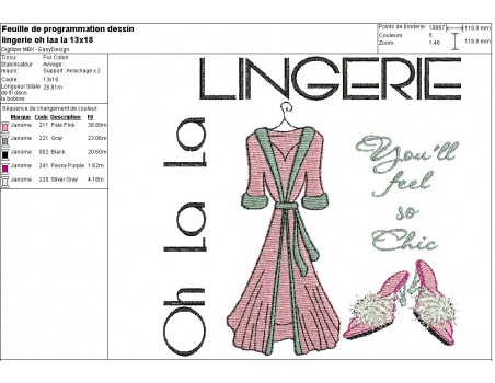 Instant download machine embroidery design oh la la Lingerie