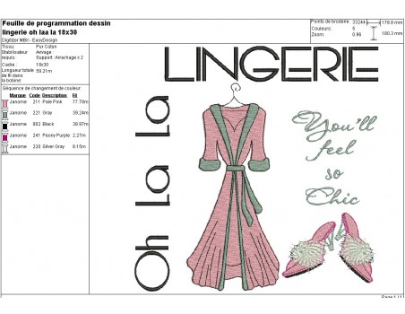 Instant download machine embroidery design oh la la Lingerie
