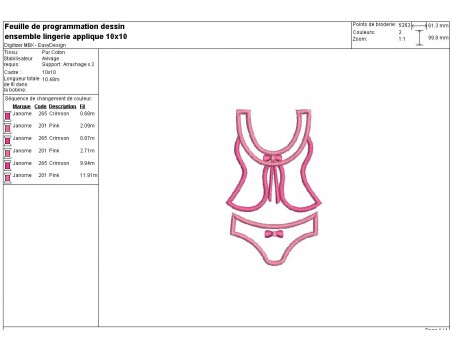 Motif de broderie  ensemble lingerie appliqué