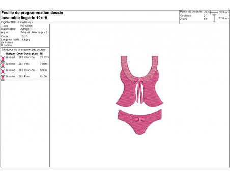 Instant download machine embroidery lingerie set applied